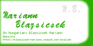 mariann blazsicsek business card